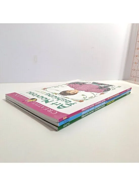 Creative Haven Art Nouveau Animal Fashions Fanciful Faces Coloring Books Lot - Picture 5 of 12